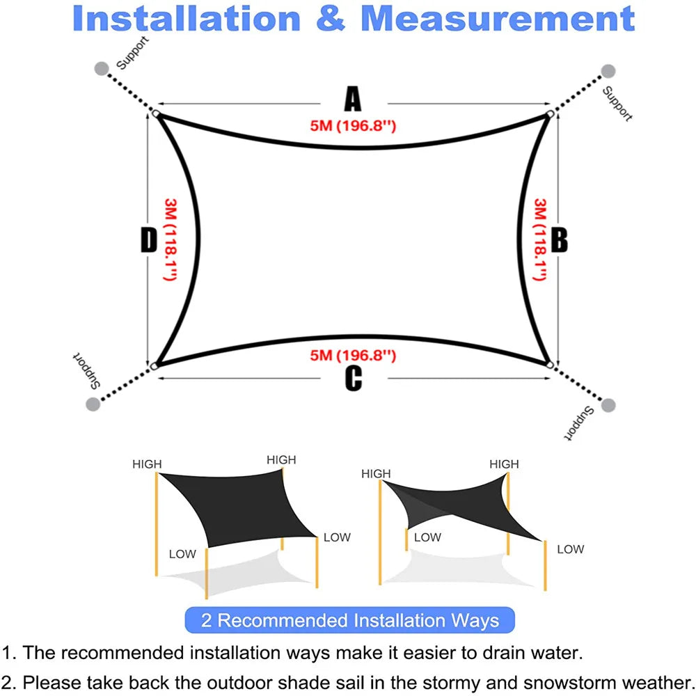 Sun Shade Sail Canopy with Ropes