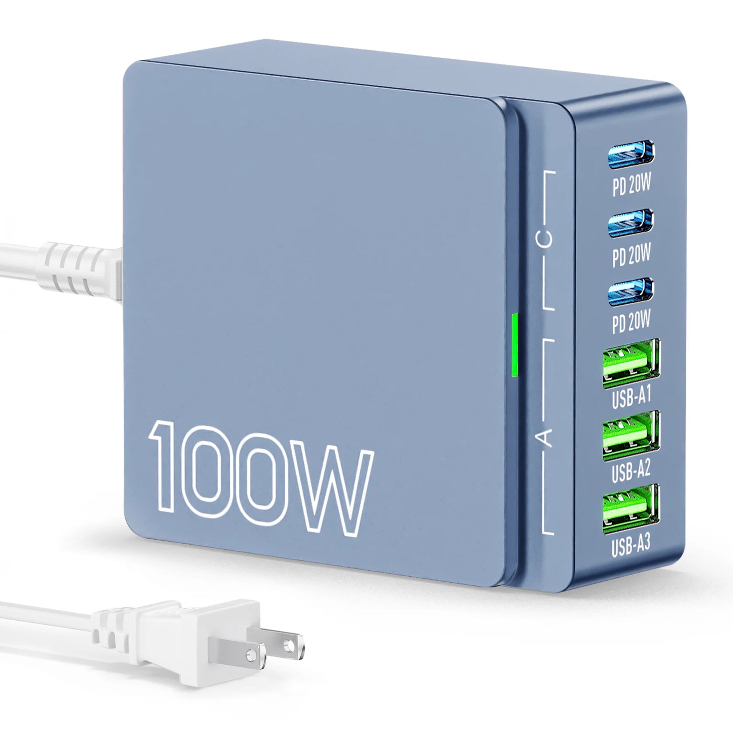 6-Port Quick Charge Hub PD 3.0 Type C and USB A