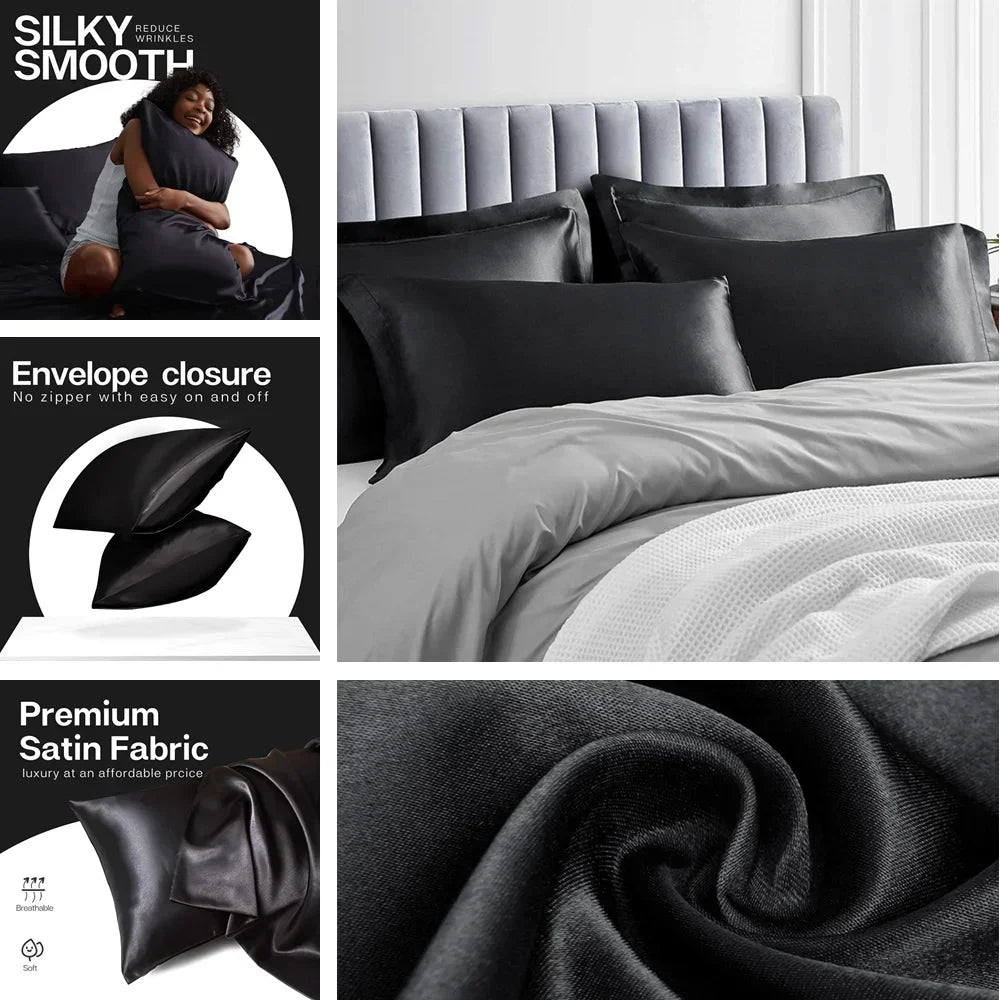 2 Pc Satin Pillowcase for Hair and Skin