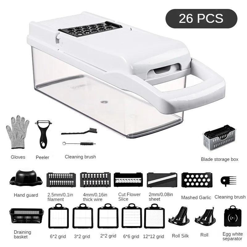 26 piece set multifunctional vegetable slicer