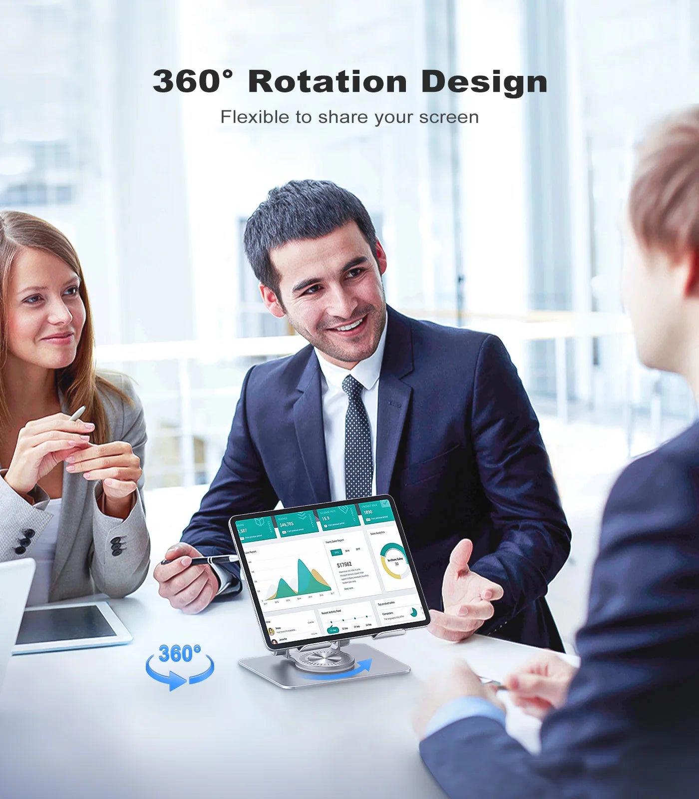 Tablet Stand Adjustable with 360 Swivel Base