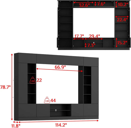 114" Entertainment Center with Bookshelves