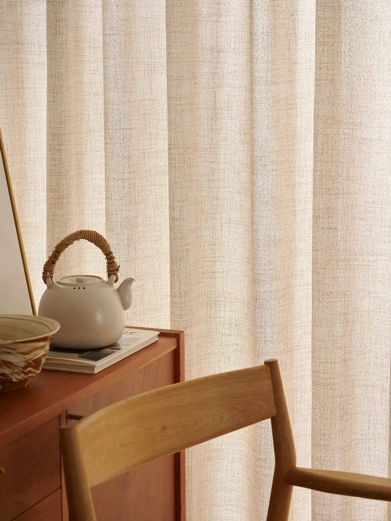 Linen texture window curtain