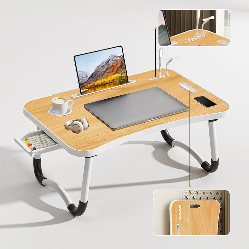 Portable Laptop Desk with USB Light, Tablet Slot