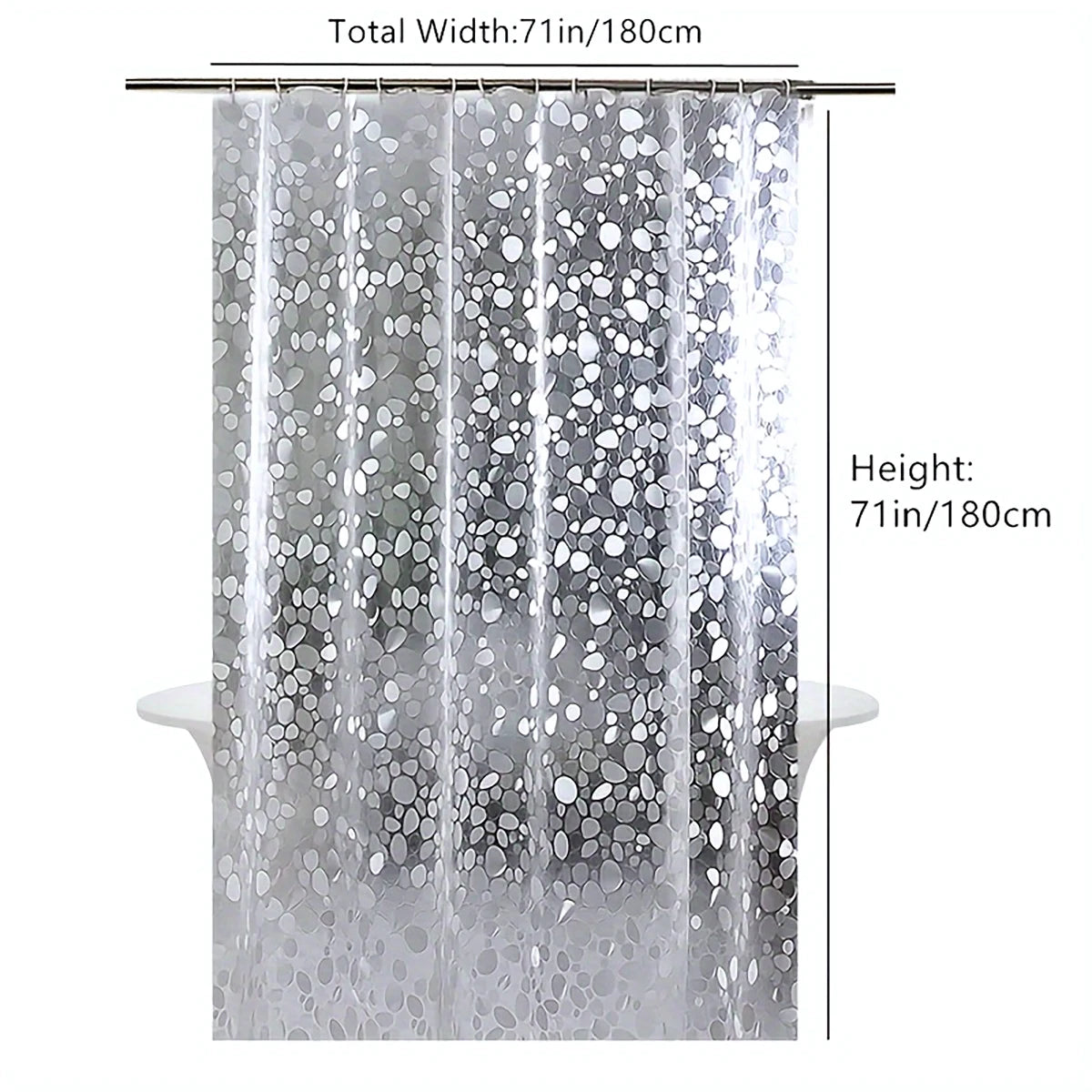 3D Pebble Pattern Shower Curtain Liner