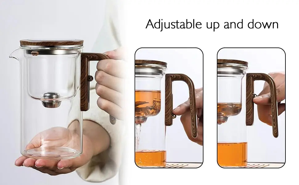 Tea Pot with One Click Switch Tea Filtration