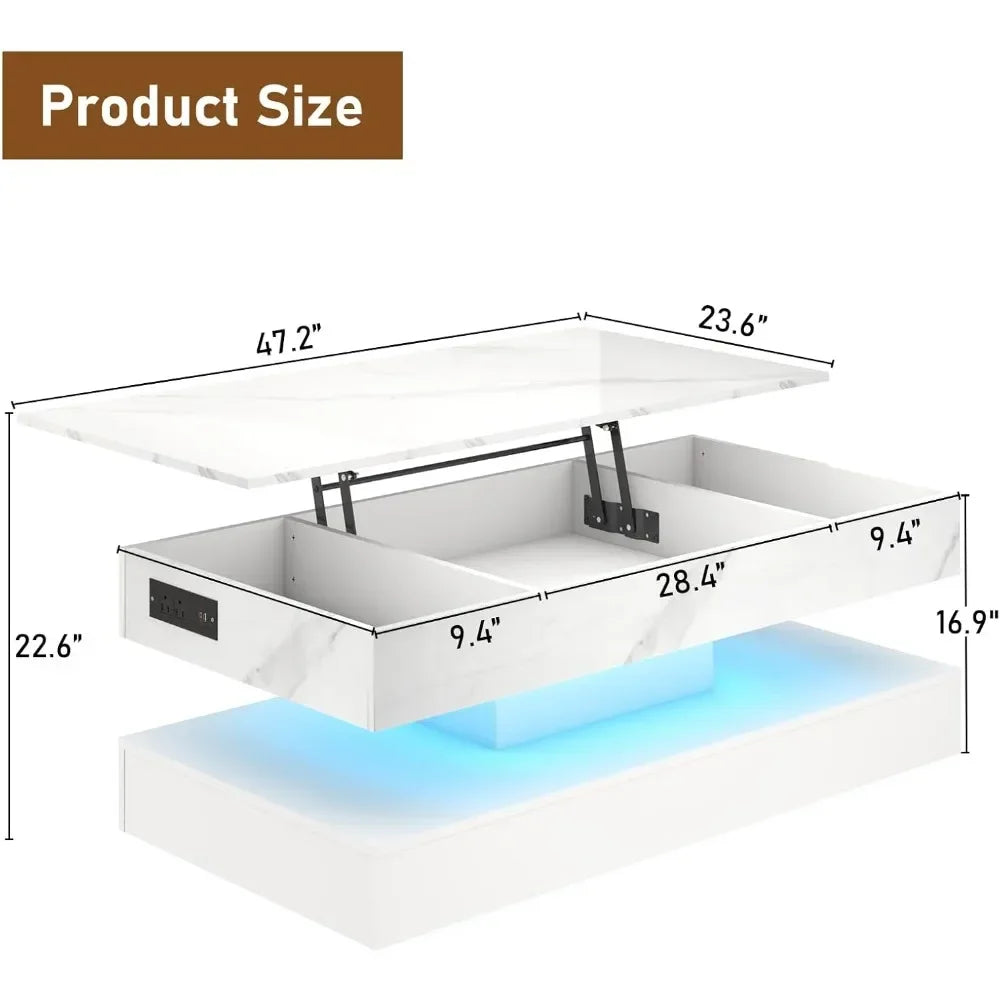 47.2" Lift Top Coffee Table with Charging Station