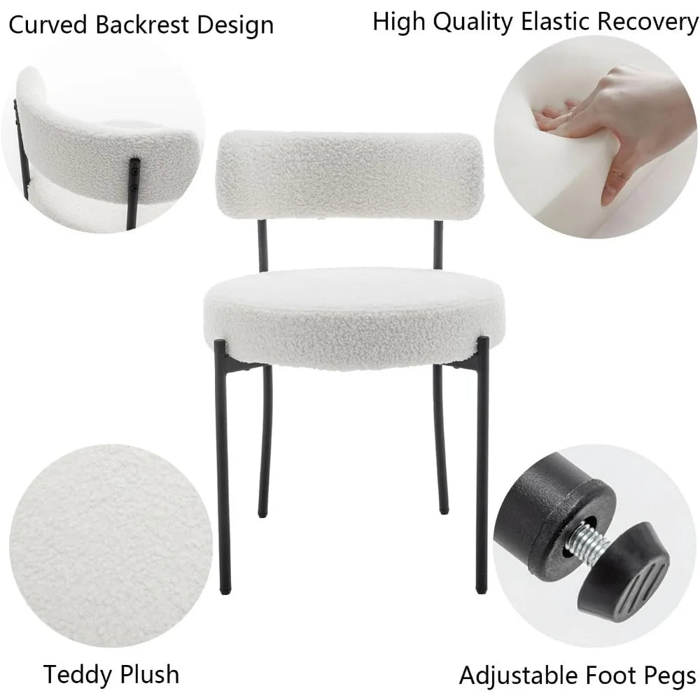 Set of 4 White Upholstered Dining Chairs
