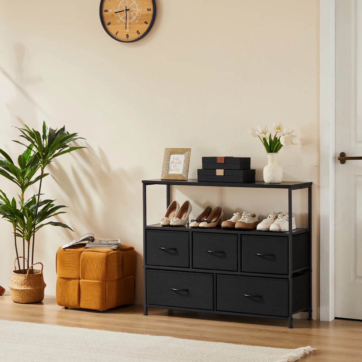 Cabinet Dresser With 5 Fabric Drawers