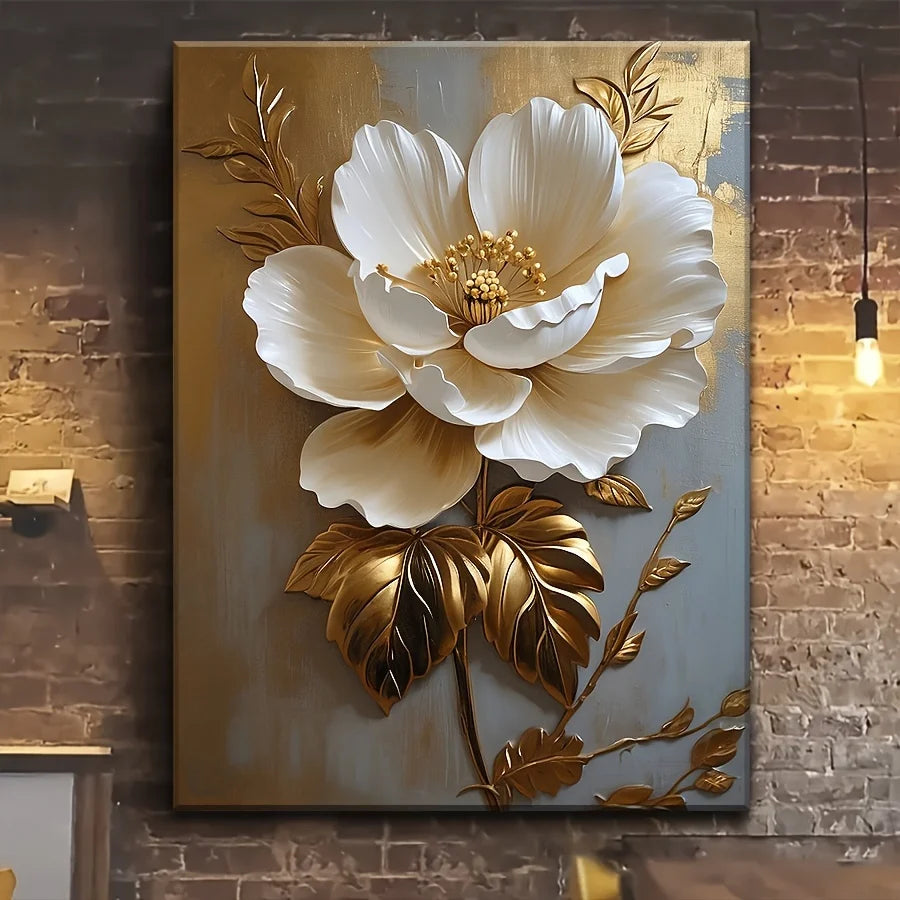 White Floral Canvas Wall Decor
