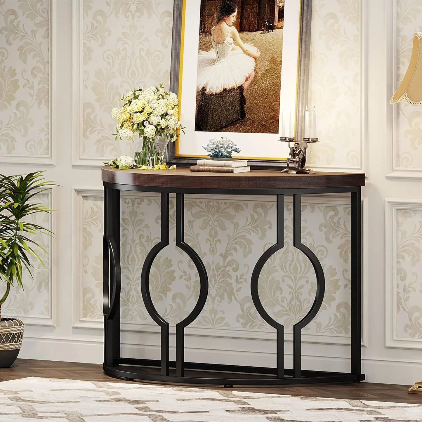 43 Inch Half Moon Table for Entryway