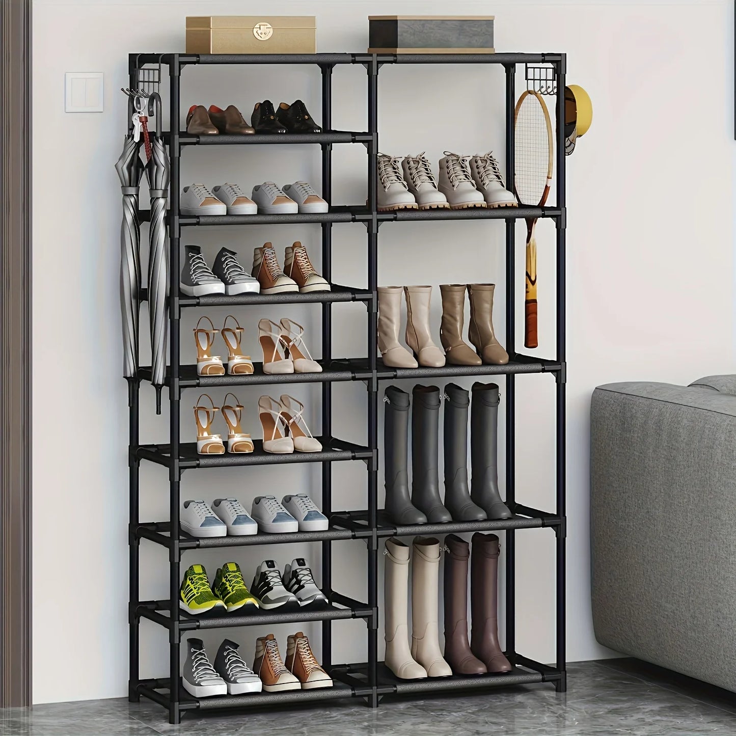 9-Tier Tall Shoe Rack Free-Standing