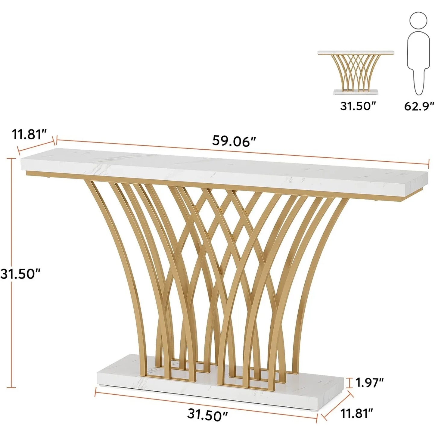 59 inch Gold Entryway Table