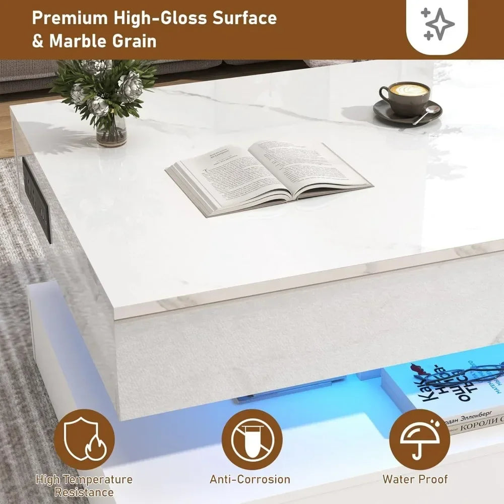 47.2" Lift Top Coffee Table with Charging Station