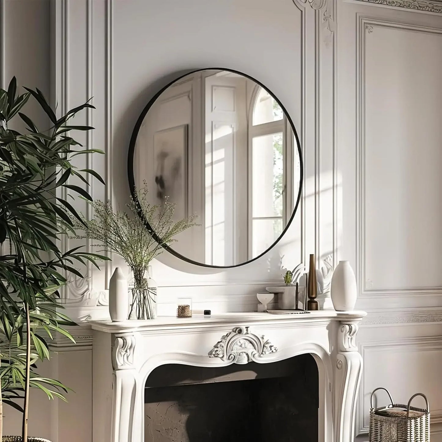Black Round Mirror 24 inch