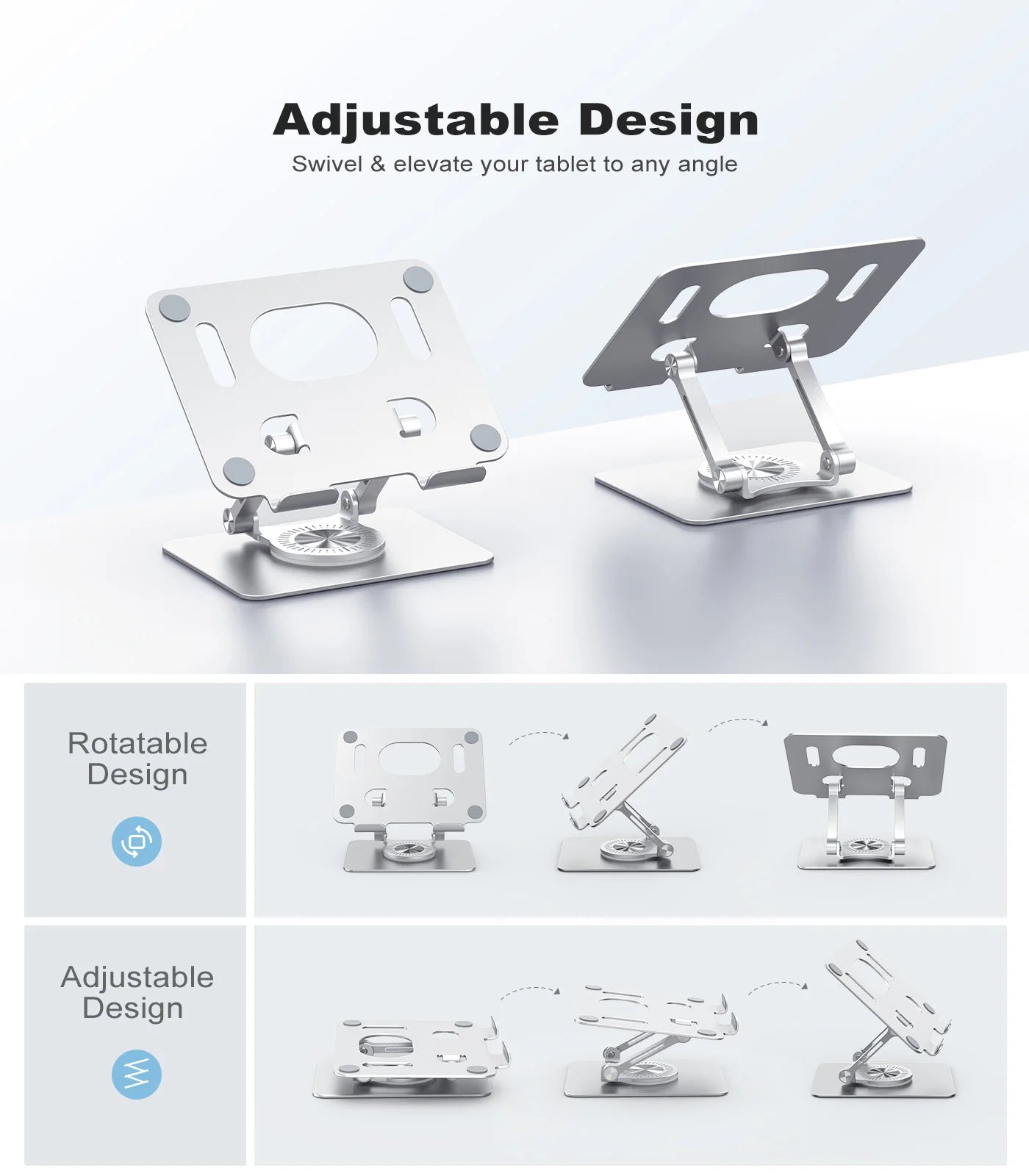 Tablet Stand Adjustable with 360 Swivel Base
