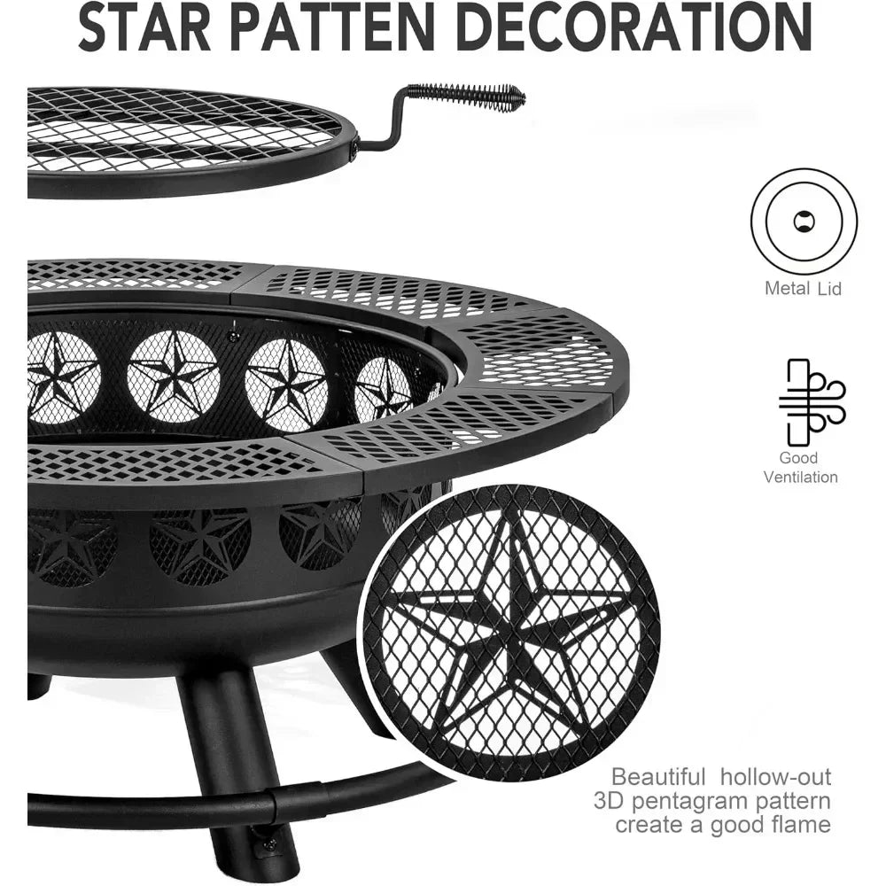 36 Inch Fire Pit with Cooking Gril