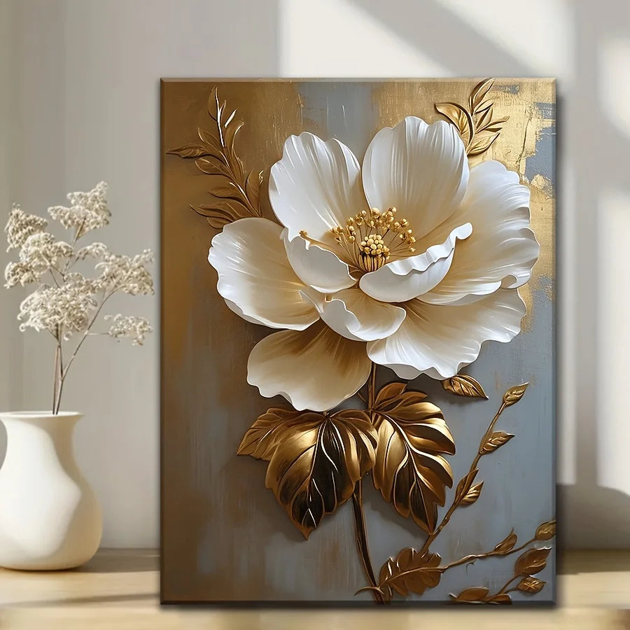 White Floral Canvas Wall Decor