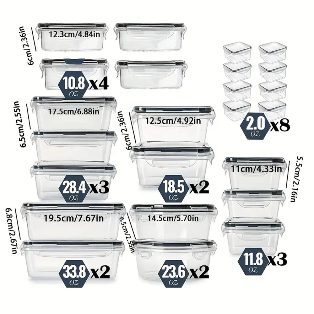 Storage Container Set - Reusable Plastic Bins with Flip Lids