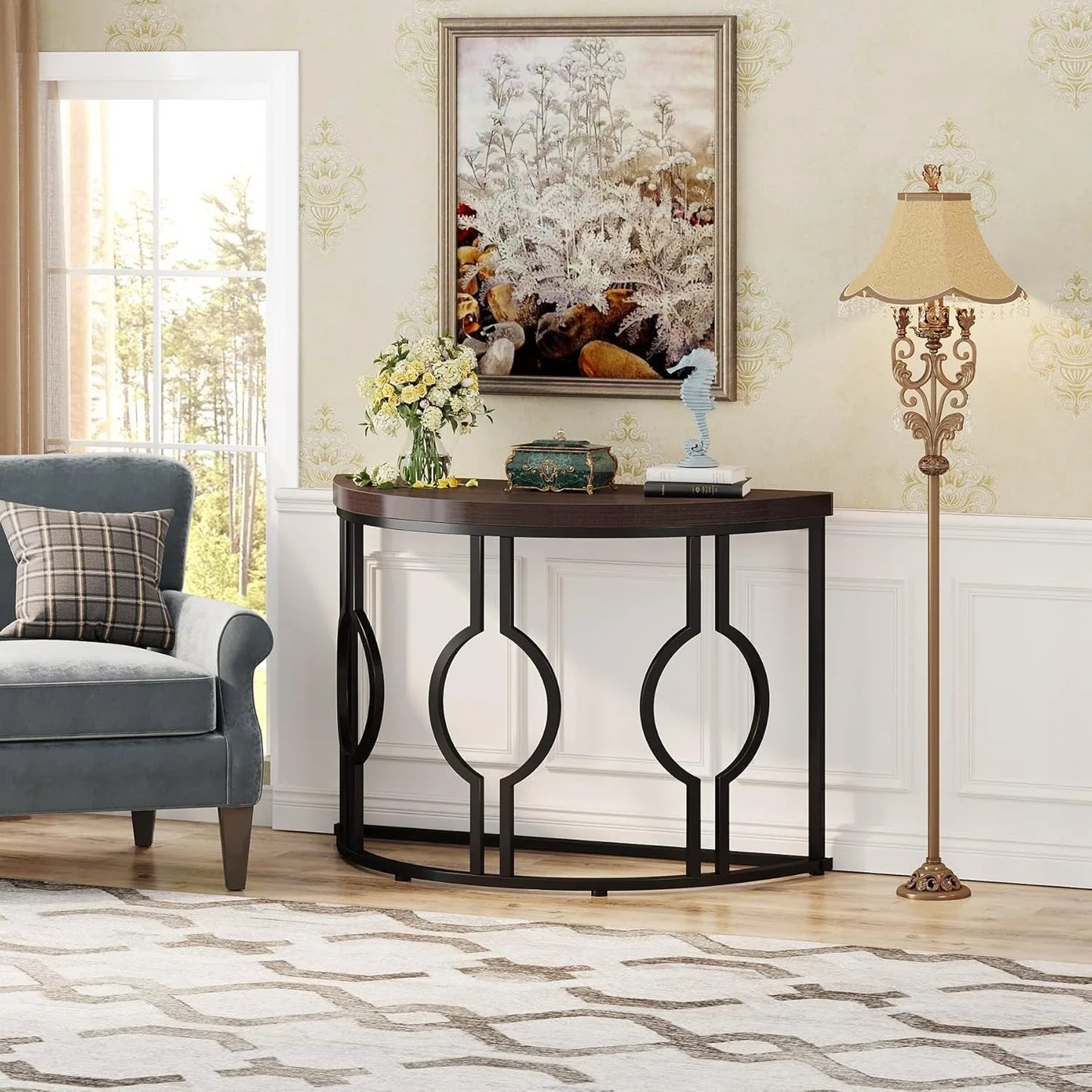 43 Inch Half Moon Table for Entryway