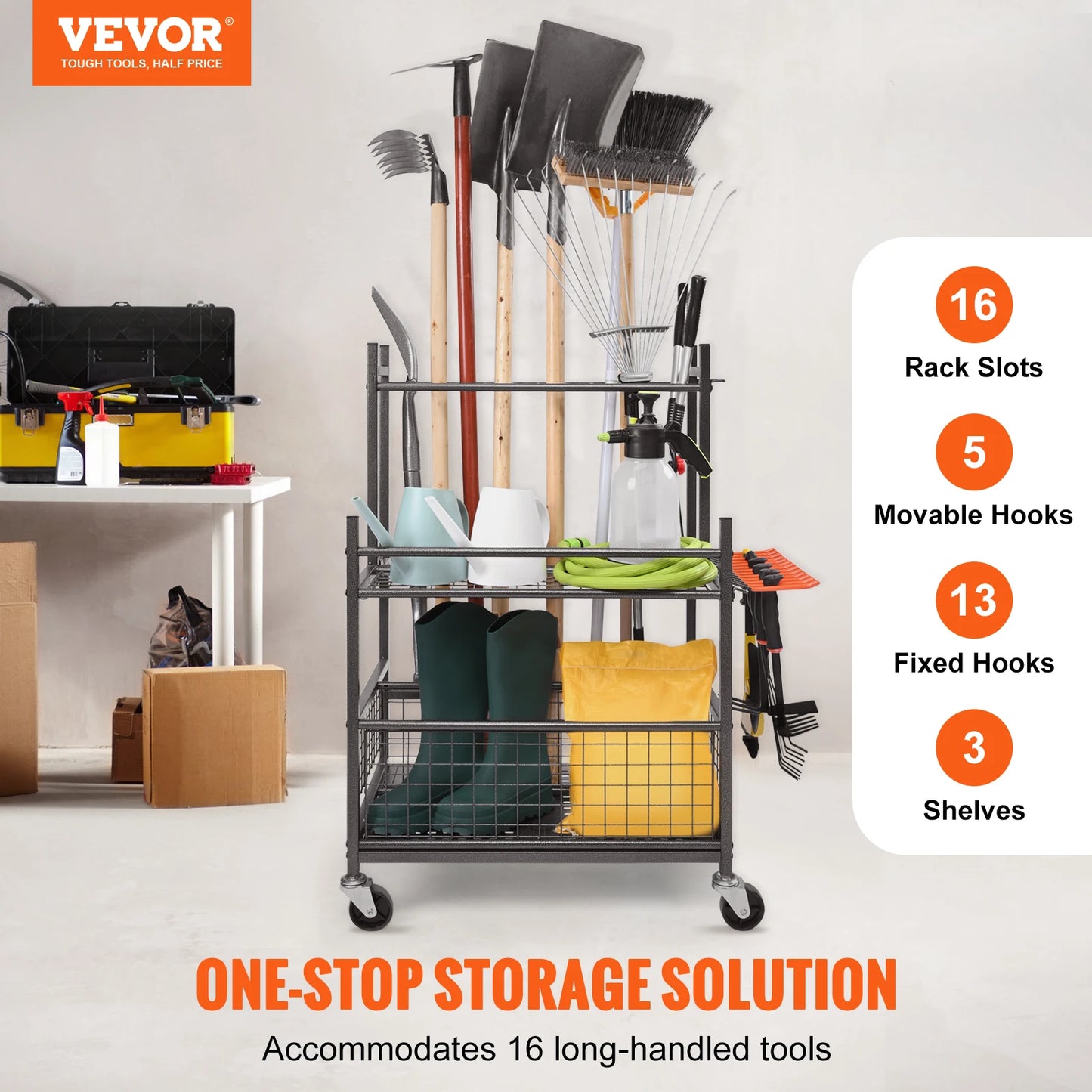 16 Slots Yard Tool Organizer
