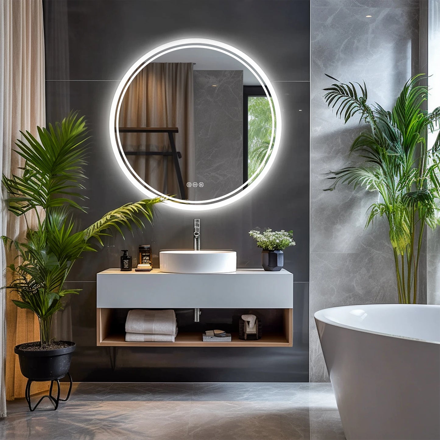 Mirror with LED Lights Circle Backlit