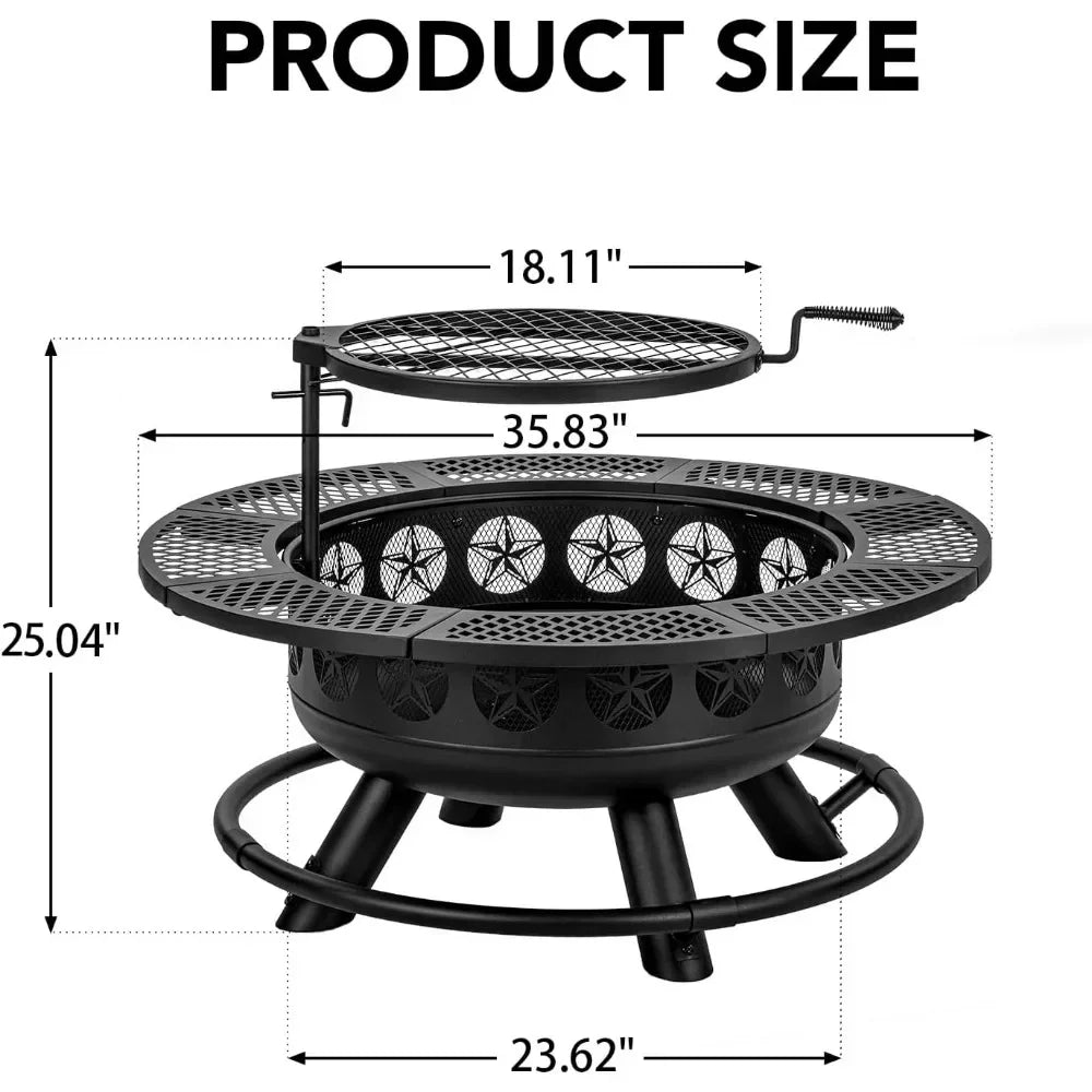 36 Inch Fire Pit with Cooking Gril