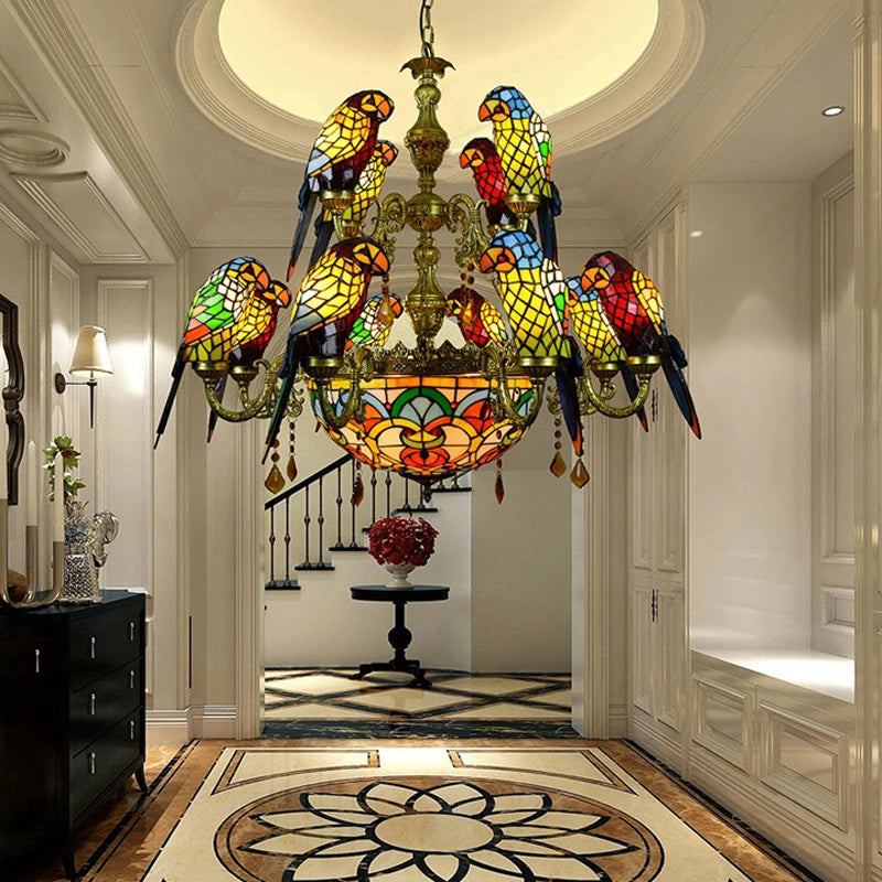 Tiffany Parrot Chandelier