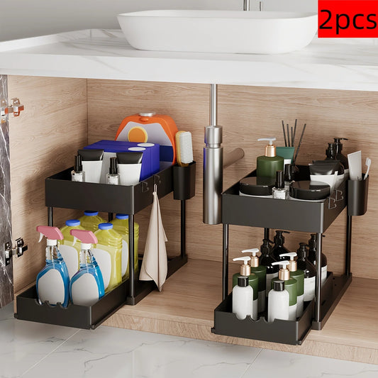 2-Tier Sliding Cabinet Organizer, Pull-Out Under Sink Rack