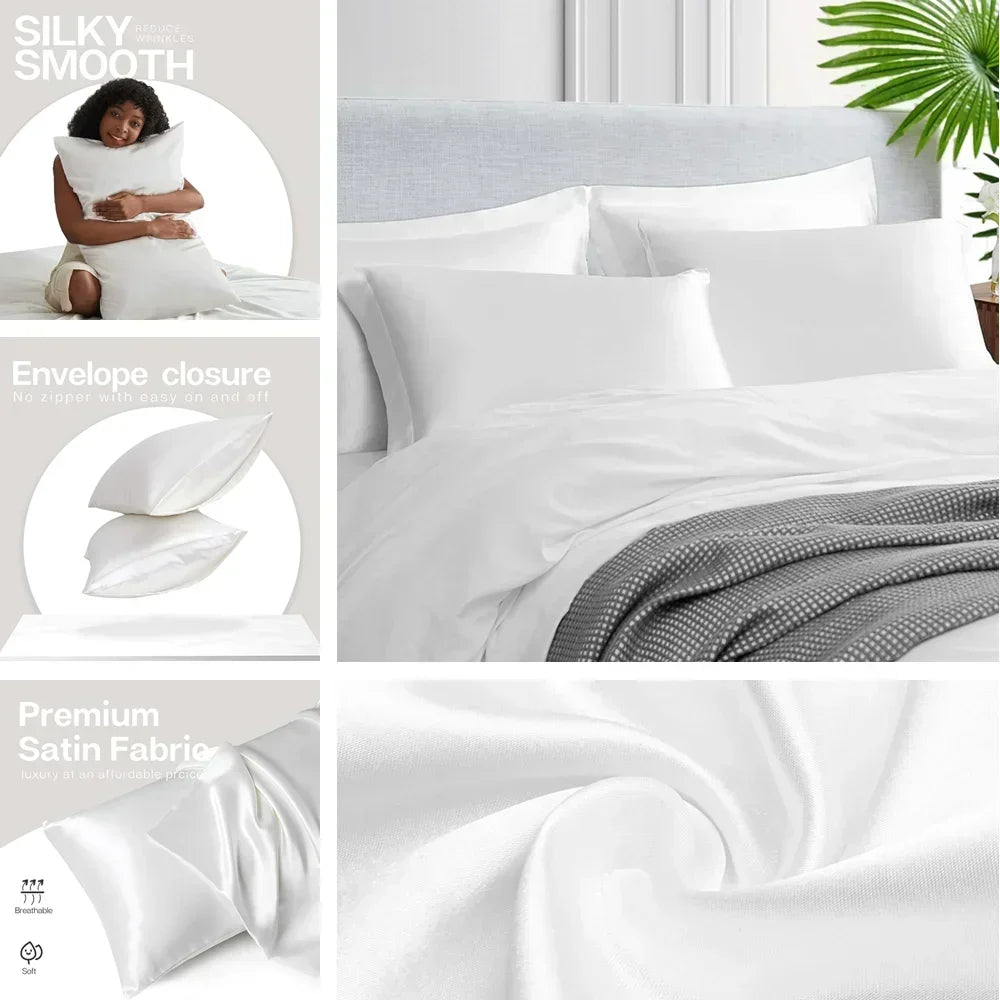 2 Pc Satin Pillowcase for Hair and Skin