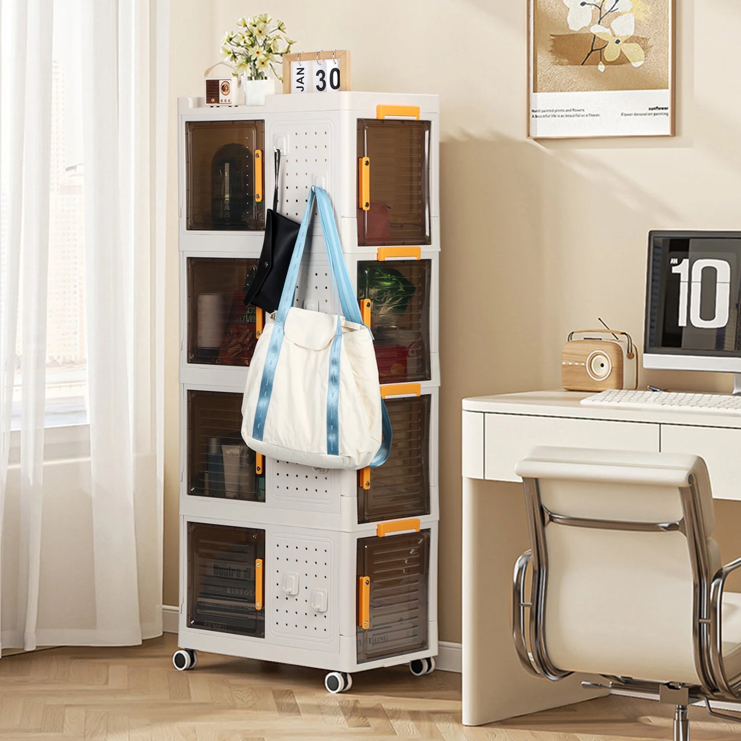 Stackable Collapsible Storage Bins with Wheels
