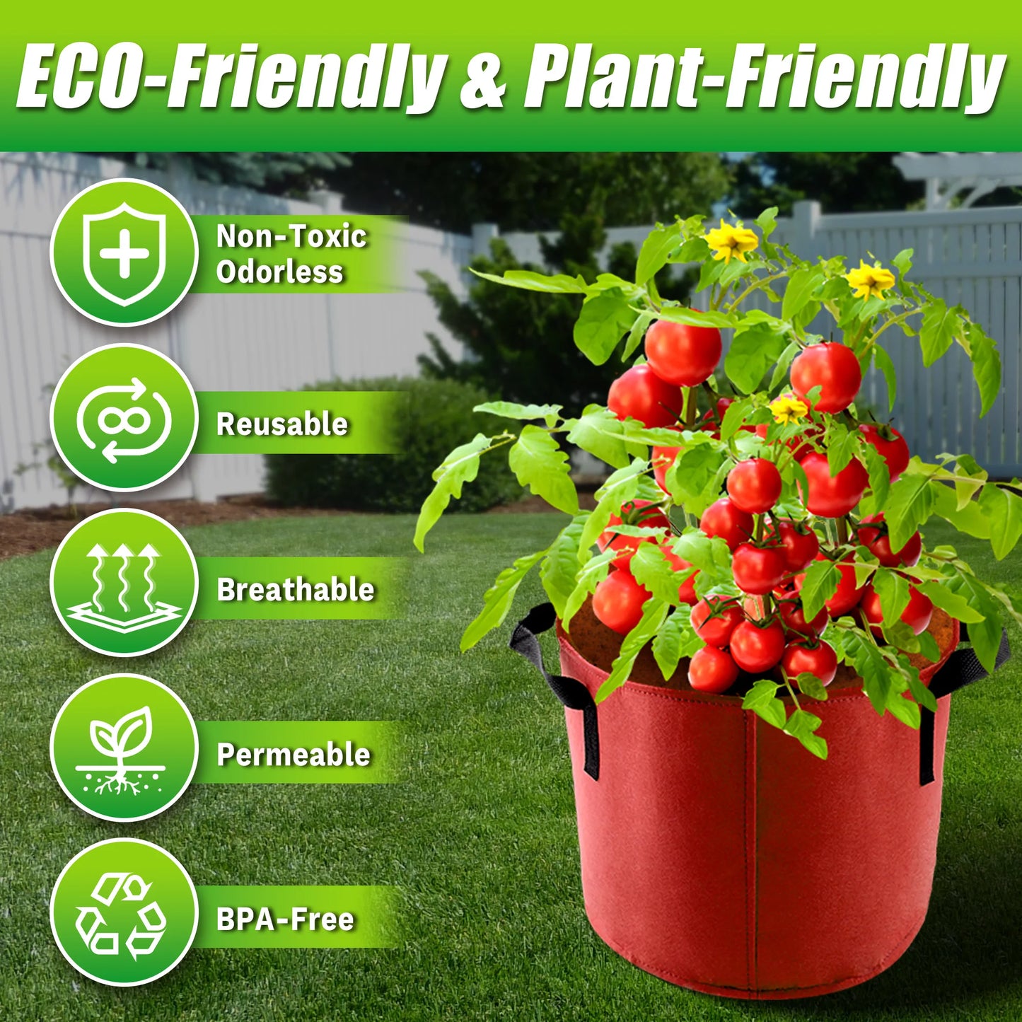 7 Pack 5 Gallon Fabric Pots with Handles