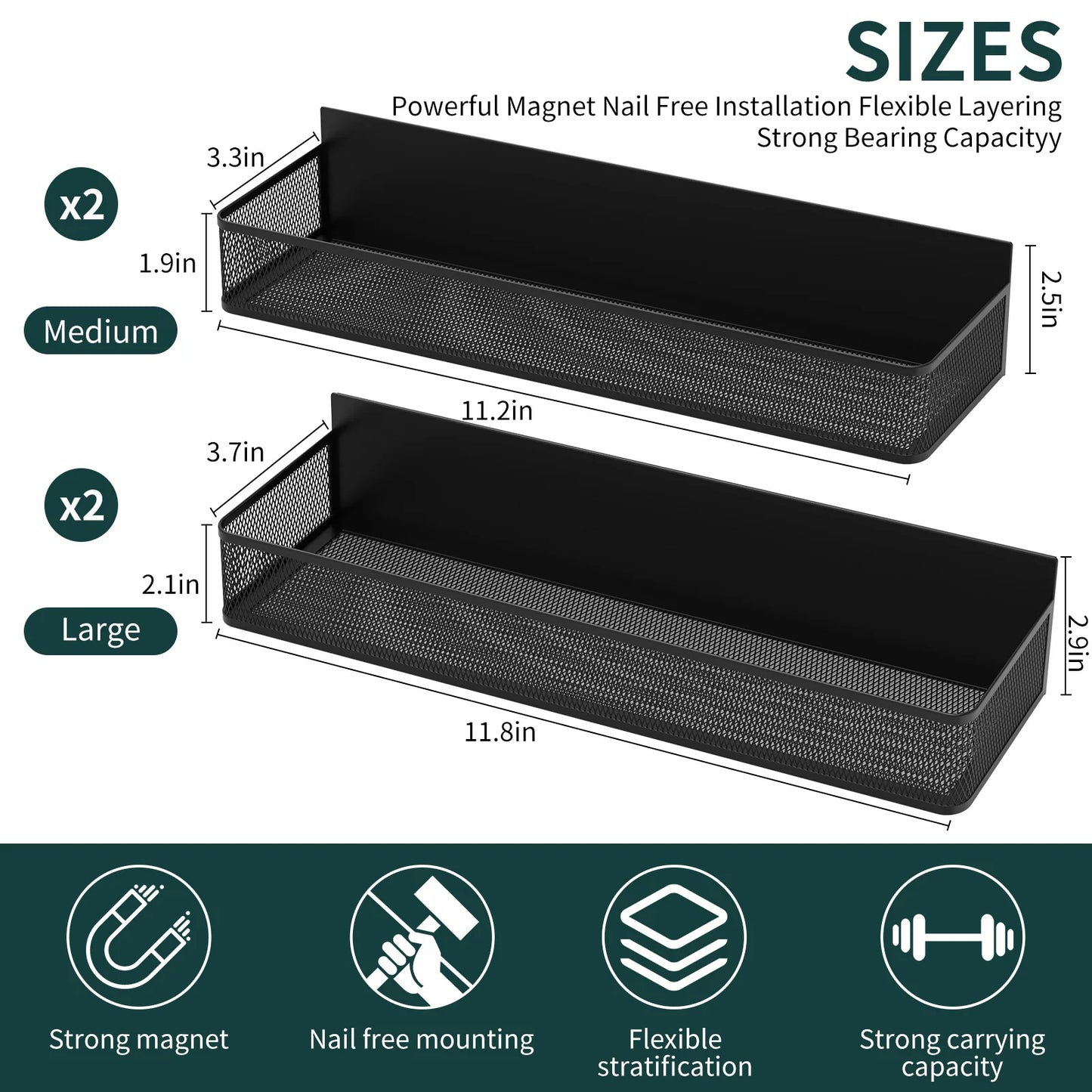 4 Packs of Magnetic Spice Rack for Refrigerator