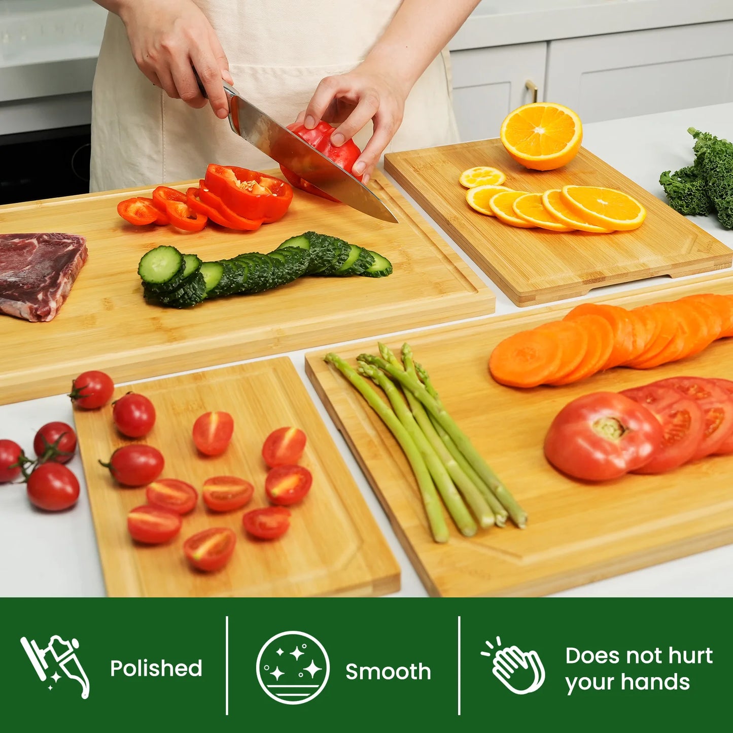 4-piece extra large bamboo cutting board set