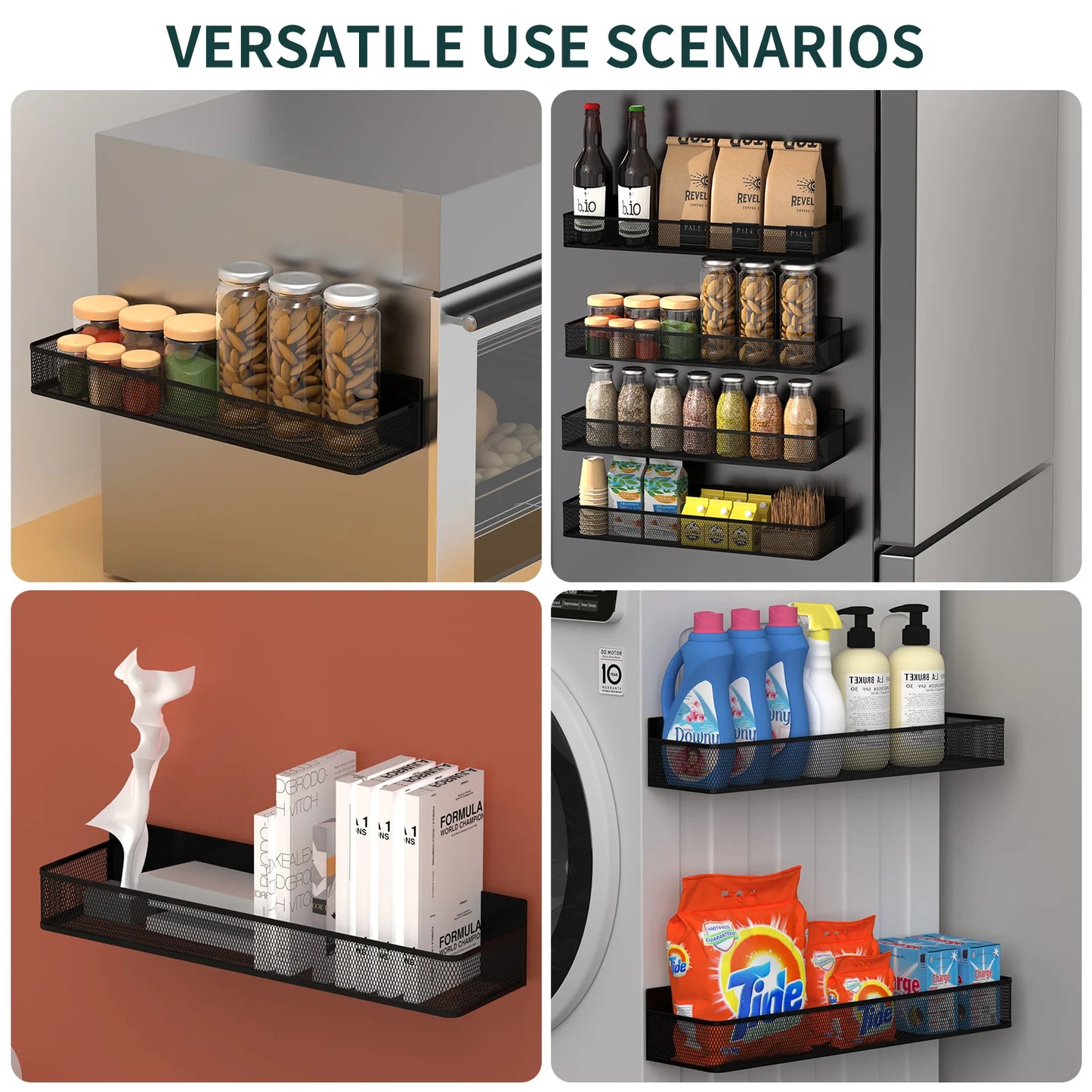 4 Packs of Magnetic Spice Rack for Refrigerator