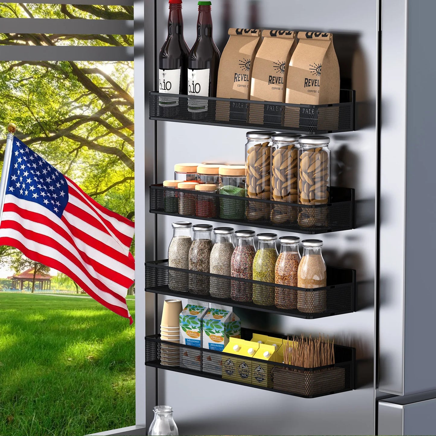 4 Packs of Magnetic Spice Rack for Refrigerator