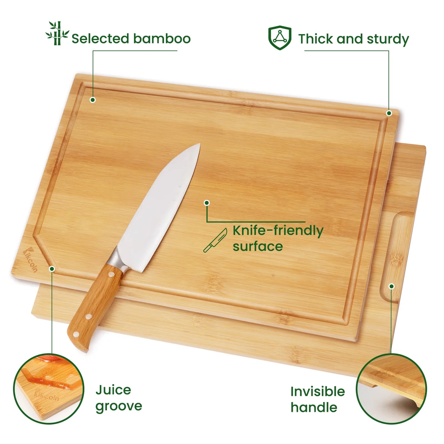 4-piece extra large bamboo cutting board set