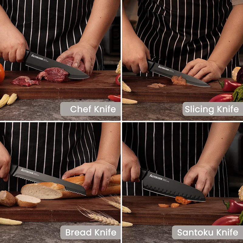 Knife Set with Built-in Sharpener Block 15 Pieces