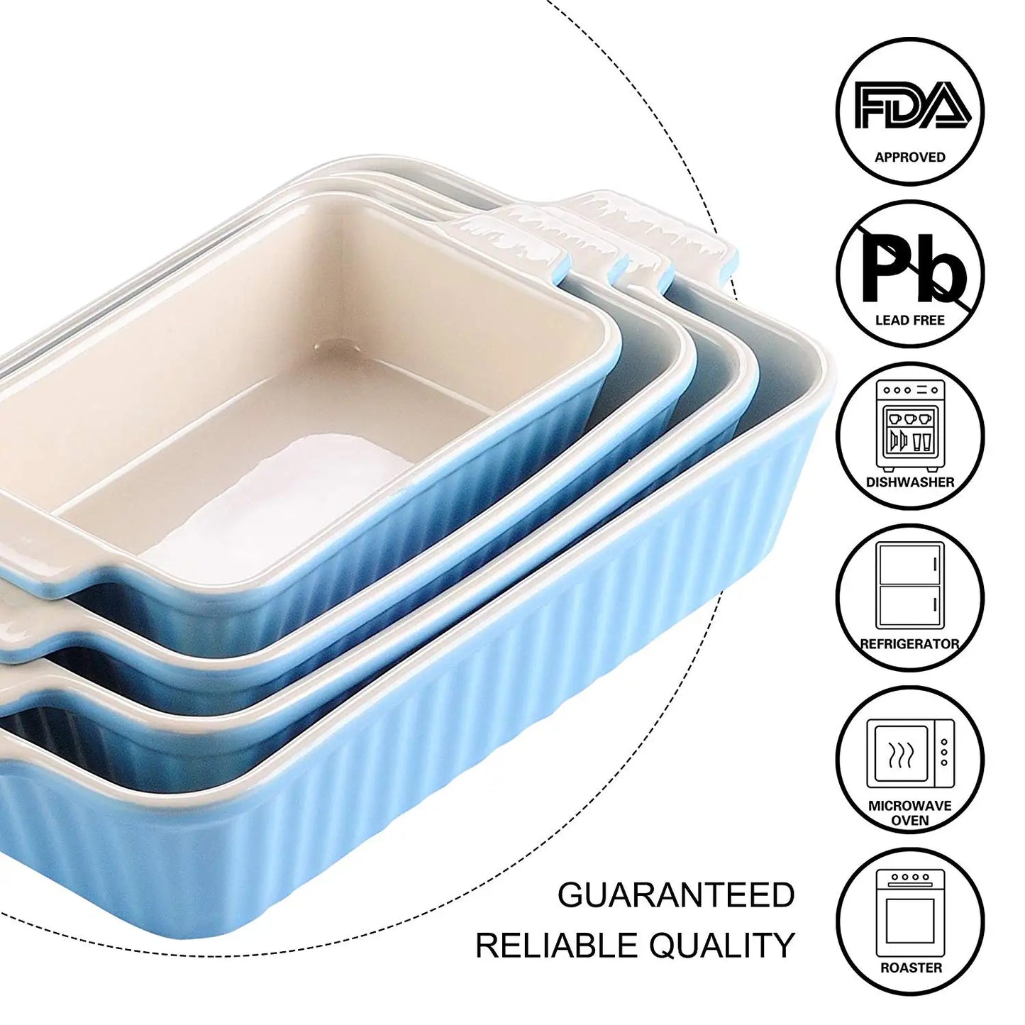 4-Piece Baking Dish Plate Set with Ceramic Handle