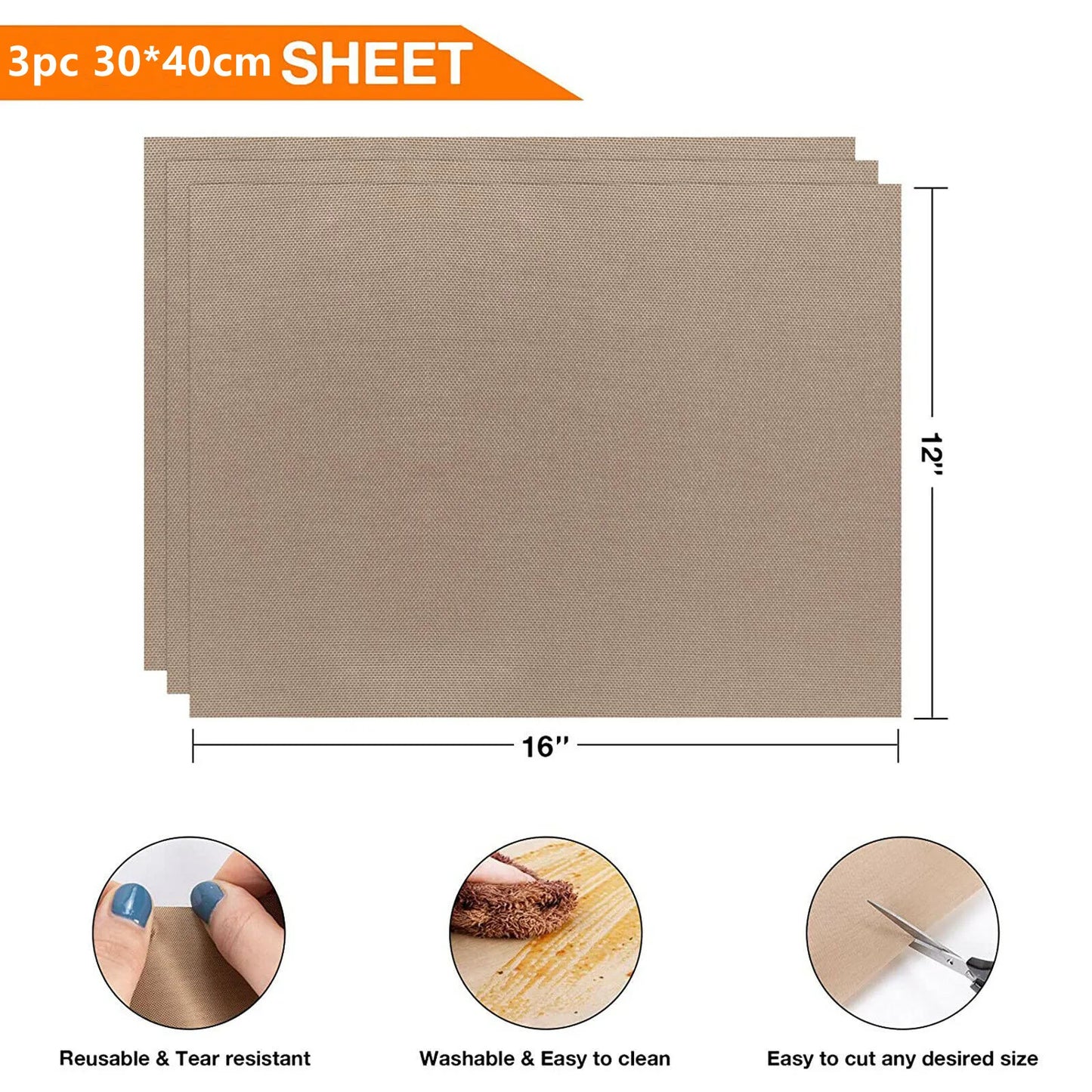 3pcs Reusable Heat Resistant Baking Mat