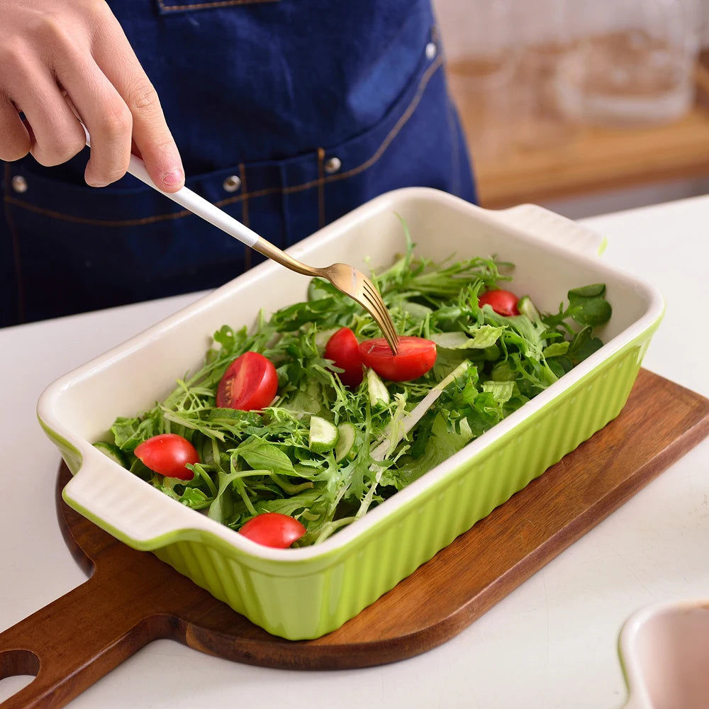 4-Piece Baking Dish Plate Set with Ceramic Handle