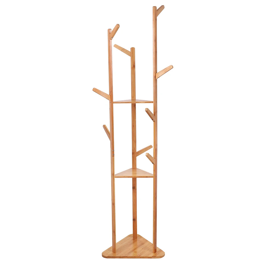Bamboo Coat Rack 9 Hooks