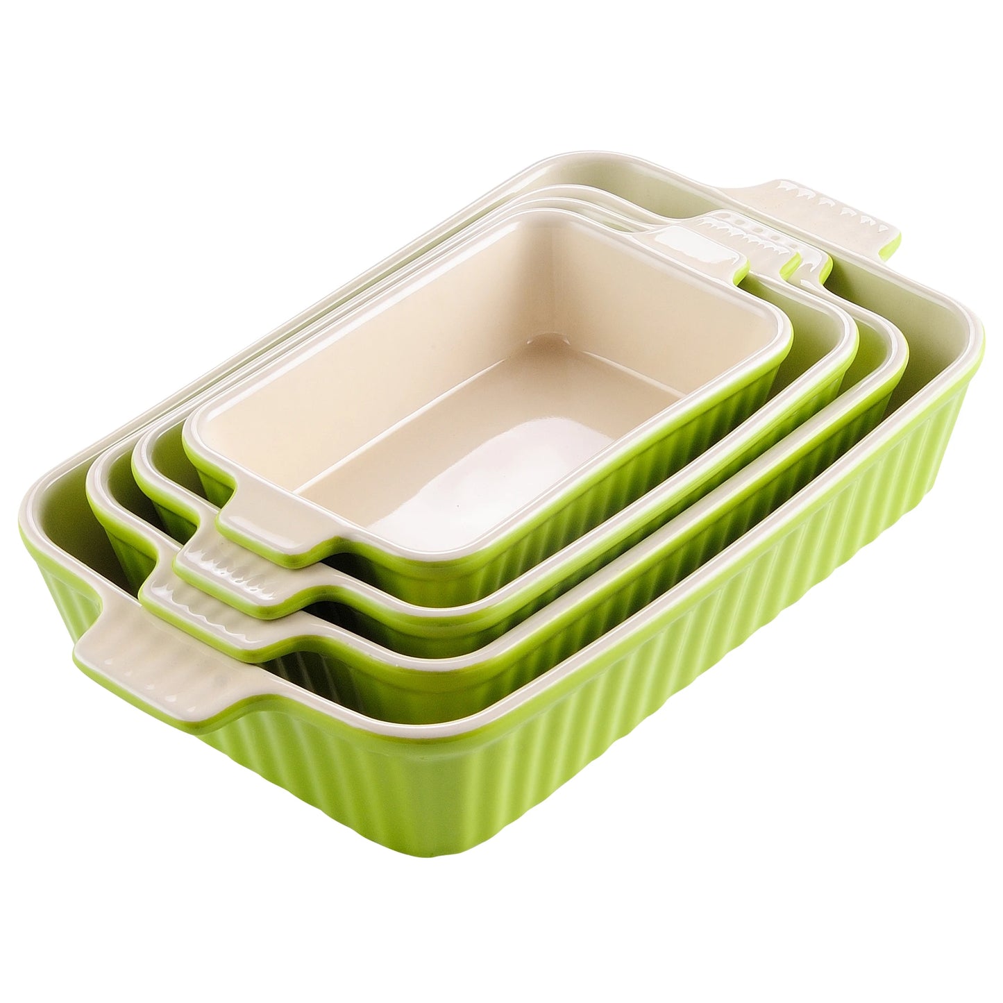 4-Piece Baking Dish Plate Set with Ceramic Handle