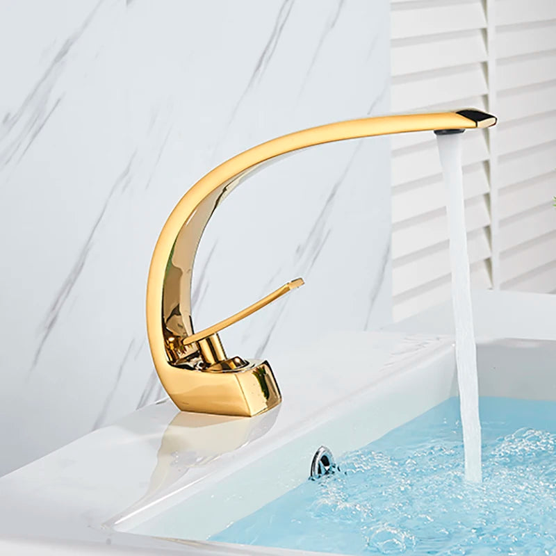 Bathroom Faucet Single Handle Deck Mount Crane