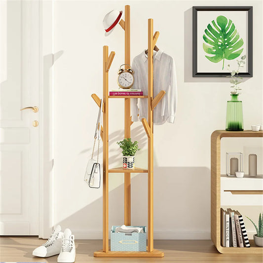 Bamboo Coat Rack 9 Hooks