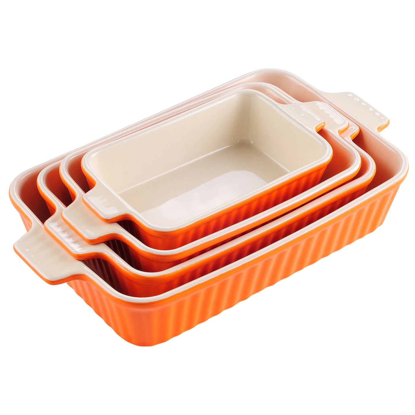 4-Piece Baking Dish Plate Set with Ceramic Handle