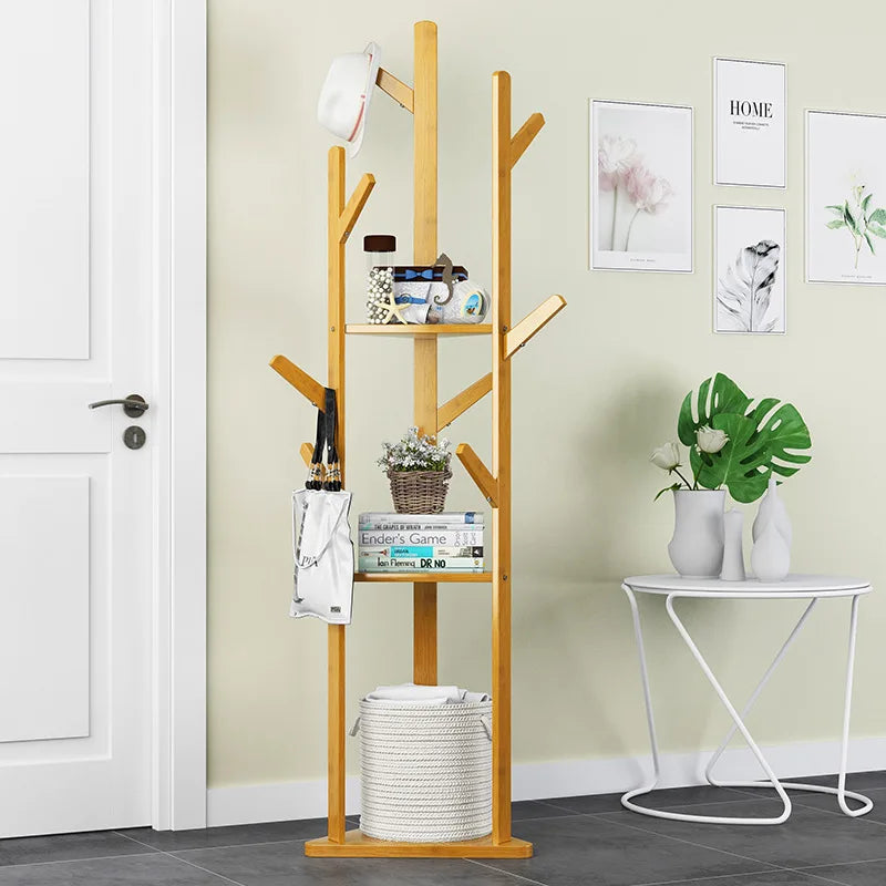 Bamboo Coat Rack 9 Hooks