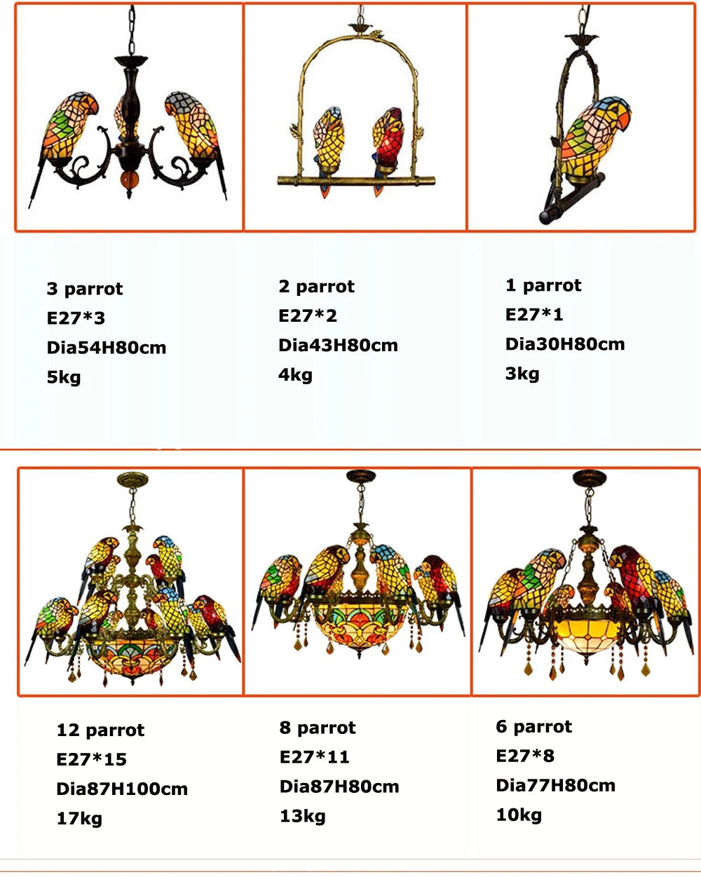 Tiffany Parrot Chandelier