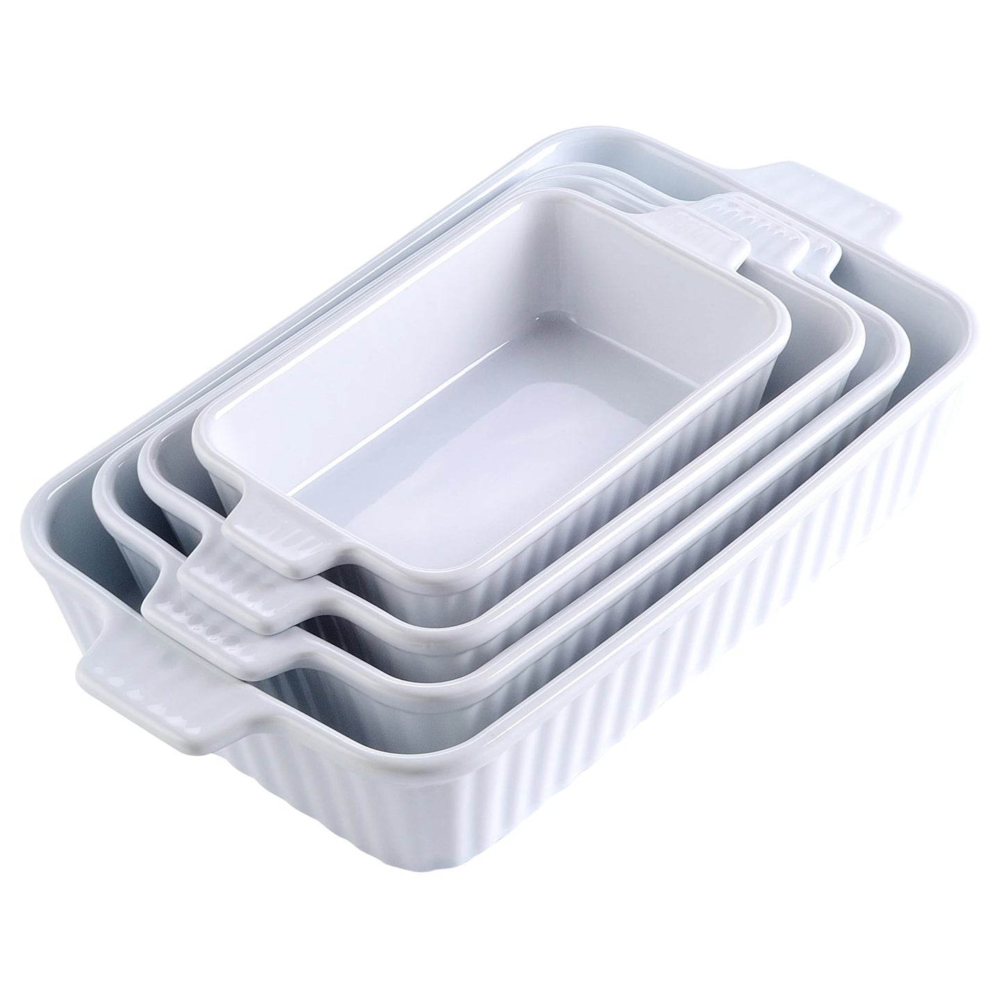4-Piece Baking Dish Plate Set with Ceramic Handle