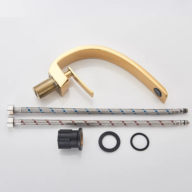 Bathroom Faucet Single Handle Deck Mount Crane